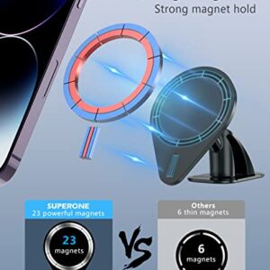 SUPERONE Mag Safe Car Mount for Dashboard [23 Strong N55 Magnets] iPhone MagSafe Phone Mount for car 360° Rotation Adjustable Magnetic Phone Holder, Only Fit for iPhone 14 13 12 Pro/Max/Mini