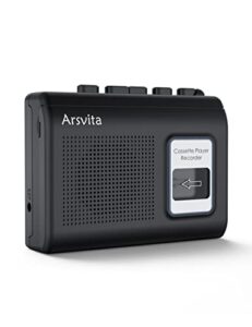 arsvita walkman cassette player, portable tape recorder, build-in speaker and microphone,black