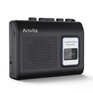 Arsvita Walkman Cassette Player, Portable Tape Recorder, Build-in Speaker and Microphone,Black