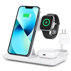 Wireless Charging Station for Apple Multiple Devices - Foldable 3 in 1 Charger Station Stand Dock for Apple Watch Series 7 6 SE 5 4 3 2 & Airpods iPhone 14Pro 14 13 Pro Max 13 12 11 Pro X Max XS XR 8