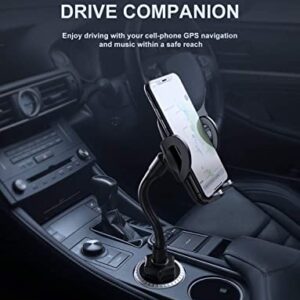 Car Cup Holder Phone Mount, Cup Phone Holder for Car 360° Adjustable Gooseneck Car Phone Holder for Cell Phone, iPhone,Samsung,Huawei,LG, Sony, Nokia GPS and More, Black