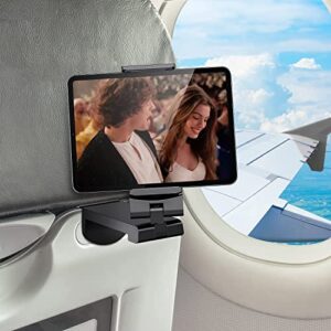 wixgear universal airplane in flight tablet phone mount, handsfree phone holder for desk with multi-directional dual 360 degree rotation, pocket size travel essential accessory for flying.