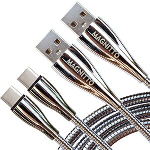 magnitto usb type c cable, metal braided cord 6ft 2-pack, fast type-c charger durable usb-a to usb-c charging cable for samsung galaxy s21 s20+ s10 s9 s8 a51 note ps5 controller pixel