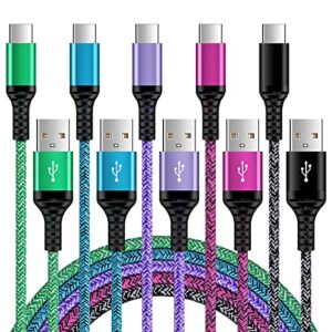 usb c charger cable fast charge c type charging power cord 5pack 6ft for samsung galaxy s23/s23 ultra/s23 plus/s22/s21 ultra/s21+/s20 fe note20 a14 a53 a13 a03s a12 a51 a71 a32,google pixel 7 pro 6a 6