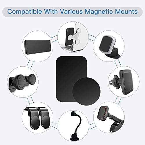 OWLKELA Mount Metal Plate for Phone Magnet Car Mount Holder Cradle with Adhesive, Universal Replacement Sticker Compatible with Magnetic Mounts - 10 Pack Black (4 Rectangle and 6 Round)
