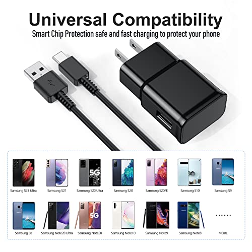 For Samsung Galaxy S10/S9/S8 Charger,2Pack Adaptive Android Charger with USB Type C Fast Charging Cable for Samsung Galaxy S8/S9/S10 Plus/S10E/ S20/S20 Plus/S21/S21 Ultra/Note 8/Note 9/Note 10/Note 20