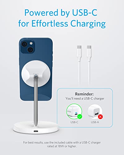 Anker Wireless Charging Stand, PowerWave Select Magnetic Stand Lite with 5 ft USB-C Cable, Charging Stand for iPhone 14 and 13 Series (No AC Adapter)