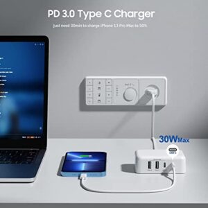 USB C Fast Charger, 35W Multiple Desktop USB C Charging Station Hub, Dual PD USB C and QC USB A Wall Charger Block Adapter for iPad iPhone 14 13 12 11 Pro Max Mini Plus Pixel Note Galaxy, MacBook Air