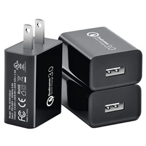 [3-pack] quick charge 3.0, fonken 18w 3a usb wall charger qc 2.0/3.0 adapter fast charger block compatible for wireless charger, iphone ipad, samsung s10/s9/s8/note 9/8, lg g5, htc 10 (black)