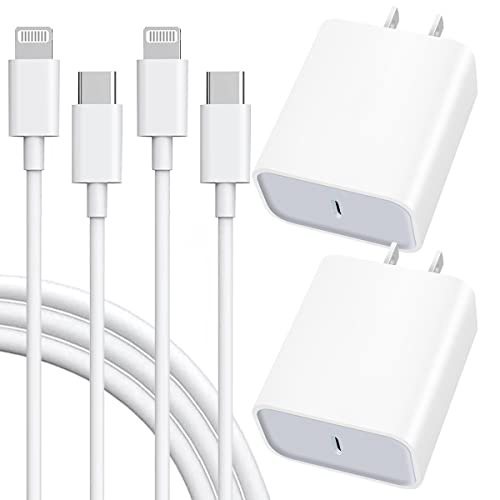 iPhone 14 13 12 Fast Charger 20W Rapid USB C Charger with 6FT Type C to Lightning Cable Fast Charging USB C Wall Charger for iPhone 14/13/12/11 Pro/Pro Max/XS Max/XS/XR/X （2-Pack）