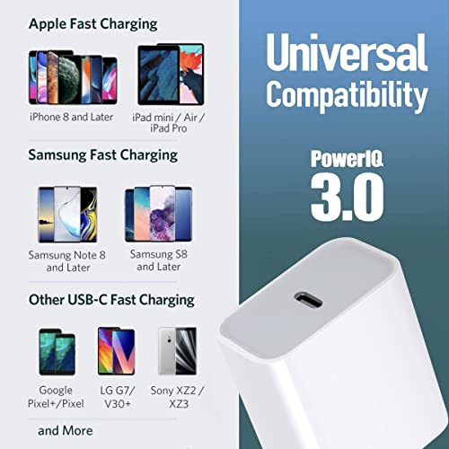 iPhone 14 13 12 Fast Charger 20W Rapid USB C Charger with 6FT Type C to Lightning Cable Fast Charging USB C Wall Charger for iPhone 14/13/12/11 Pro/Pro Max/XS Max/XS/XR/X （2-Pack）