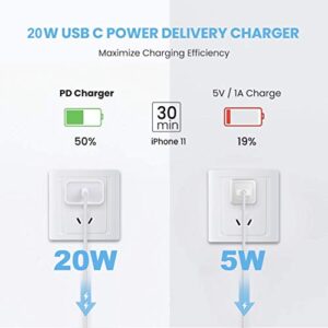 iPhone 14 13 12 Fast Charger 20W Rapid USB C Charger with 6FT Type C to Lightning Cable Fast Charging USB C Wall Charger for iPhone 14/13/12/11 Pro/Pro Max/XS Max/XS/XR/X （2-Pack）