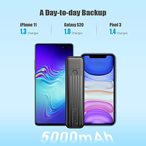 Miady 2-Pack Portable Charger 5000mAh, 3.45oz Lightweight Power Bank, 5V/2.4A Output & 5V/2A Input Battery Pack Charger, Mini Portable Phone Charger for iPhone, Samsung Galaxy and etc