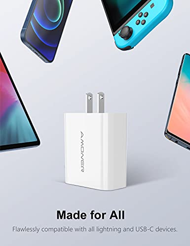 USB C Charger, Amoner 40W for iPhone 13 Fast Charger, Dual Ports USB-C Wall Charger with PD 3.0 Power Delivery Adapter for iPhone 14/13/12/12 Pro/12 Pro Max/12 Mini/11,Galaxy,Pixel 4/3