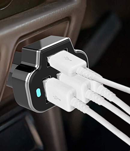 Aduro 4 Port Car Charger USB Adapter, 12V Fast Car Charger USB Adapter Power Station 5.2A/26W Output (Black)