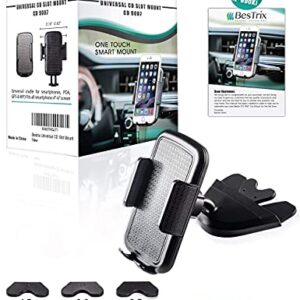Bestrix Cell Phone Holder for Car, CD Slot Car Phone Holder, Hands Free Car Mount with Strong Grip Universal for iPhone, 12/11/11Pro/Xs MAX/XR/XS/X/8/7/6 Plus, Galaxy S/20/10/S10+/S10e/S9/S9+/N9