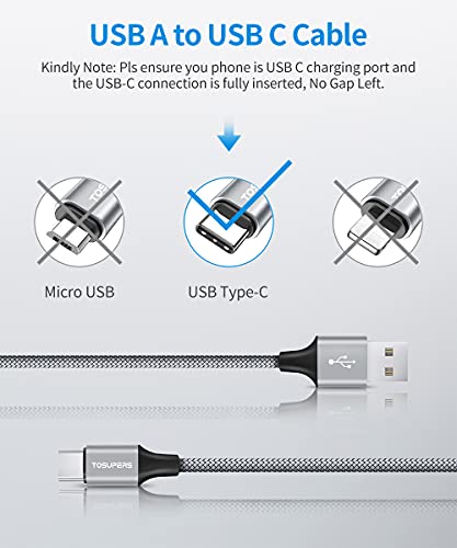 [10ft, 3-Pack] USB C Cable Fast Charging USB A to C Type Charger Cord Nylon Braided Compatible with Samsung Galaxy S21 S20 A10e A21 A20 A50 A51 S10e S10 Note 20 10 Ultra Plus 5G, LG Stylo 6 5 4 K51