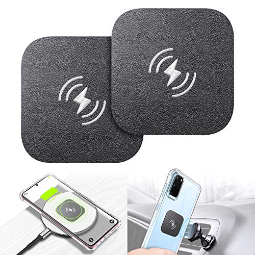 eSamcore Wireless Charging Compatible Phone Metal Plate, Phone Magnet Sticker for Magnetic Car Phone Mount Holder & Cradle & Stand for [Vent] [CD] [Windshield] [Dashboard] 1.7 X 1.7 Inch [2-Pack]