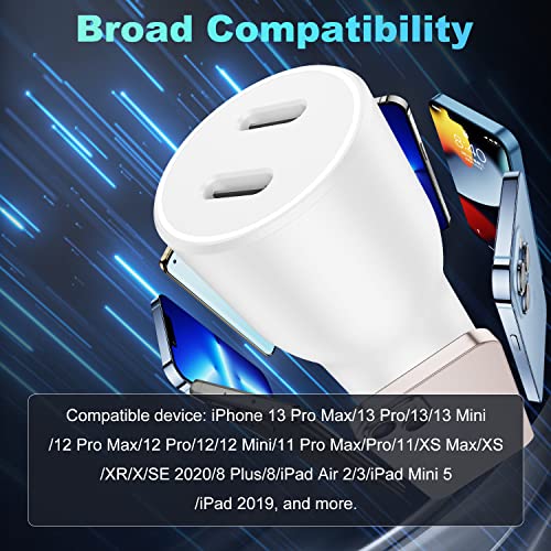 for iPhone 14 13 12 Pro Car Charger Fast Charging,[Apple MFi Certified]Usb Type C Car Charger Fast Charge,45W Dual Port Car Adapter&2 Pack C to Lightning Cable-Car Accessories for iPhone/iPad/Airpods