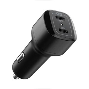 spigen usb c car charger, 65w dual usb car charger fast charge (pd 3.0 45w + 20w) type c car adapter for iphone 14 13 pro max se 2022 12 mini pixel macbook air ipad galaxy s23 s22 s21 ultra plus note