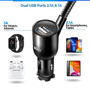 3-In-1 Multifunctional Car Mount + Car Charger + Voltage Detector, SOAIY Car Mount Charger Holder Cradle w/Dual USB 3.1A Charger, Display Voltage Current for iPhone7 6s 6 5s Samsung S7 S6 S5