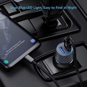 Fast USB Car Charger, Compatible for Samsung Galaxy A14/S23/S22/S21 Plus/Ultra/S20 FE/S10/S10e/S9/S8/Note 20/10/A10S/A21/A31/A51, Quick Charge 3.0 Dual USB Rapid Car Charger with USB C Cable 3.3ft