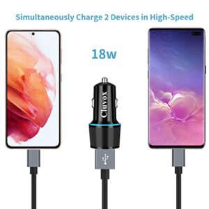 Fast USB Car Charger, Compatible for Samsung Galaxy A14/S23/S22/S21 Plus/Ultra/S20 FE/S10/S10e/S9/S8/Note 20/10/A10S/A21/A31/A51, Quick Charge 3.0 Dual USB Rapid Car Charger with USB C Cable 3.3ft