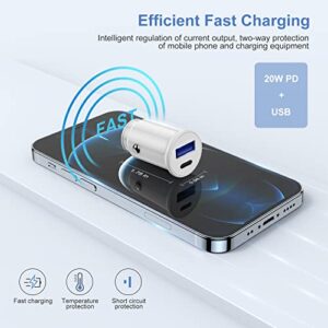 iPhone Car Charger Apple MFi Certified, USB C Car Charger Adapter Fast Charging for iPhone 14 Pro/13 Pro Max/12/11/XS/Plus/iPad, Dual Port Cigarette Lighter with 2Pack Lightning to USB C/A Cable