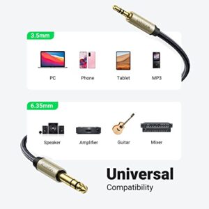 UGREEN 1/8 to 1/4 Stereo Cable 3.5mm TRS to 6.35mm Audio Cable Guitar to Aux Male Cord with Zinc Alloy Housing and Nylon Braid for Guitar, Laptop, Home Theater Devices, Speaker and Amplifiers 6FT