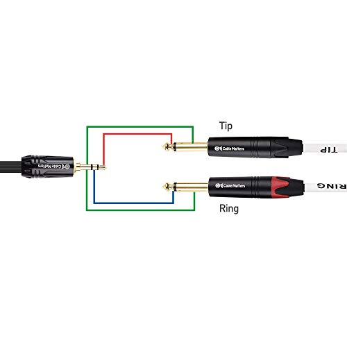 Cable Matters 3.5mm TRS to Dual 6.35mm TS Breakout Cable 6 ft, 1/8 to Dual 1/4 Cable