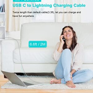 Dual USB C Charger Block + 2 Pack 6.6FT USB C to L Charging Cable for iPhone 14, 14 Pro Max, 13, 13 Pro, 12, 12 Pro, 11, 11 Pro, iPad Pro, iPad Air, Samsung Galaxy, Google Pixel, Magsafe, iWatch, AirP