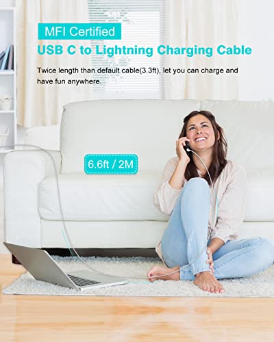 Dual USB C Charger Block + 2 Pack 6.6FT USB C to L Charging Cable for iPhone 14, 14 Pro Max, 13, 13 Pro, 12, 12 Pro, 11, 11 Pro, iPad Pro, iPad Air, Samsung Galaxy, Google Pixel, Magsafe, iWatch, AirP