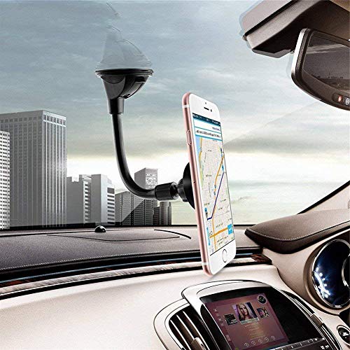 WeTest Universal Magnetic Cradle Windshield Dashboard Cell Phone Mount Holder with 7.8 Inches Flexible Aluminum Arm