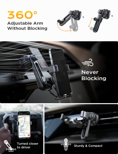 AINOPE Car Phone Holder Mount 2023 Gravity Vent Phone Mount For Car With Extention&Short Air Vent Clip Never Blocking Cell Phone Holder Mount For Car Vent Compatible With iPhone 14 Pro Max 13 and More