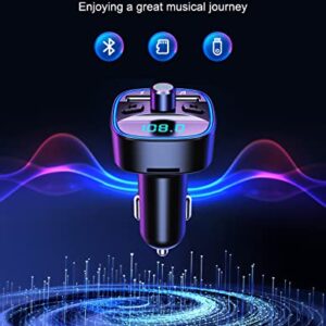 [Upgraded] COMSOON Bluetooth FM Transmitter for Car, Bluetooth Car Adapter MP3 Player FM Transmitter, Hands-Free Calling, Dual USB Ports (5V/2.4A & 1A), LED Screen, Support SD/TF Card USB Flash Drive