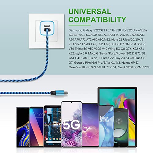 Samsung Charger Cord 3Pack Type C Fast Charging Cable Android Charger Phone Power Cord for Samsung Galaxy A13 5G/A03s/S21 FE/A53 5G/S22/A32/A02s/A42/A52/Z Fold3,LG Stylus 6,Moto Edge 5G UW/G Power2022