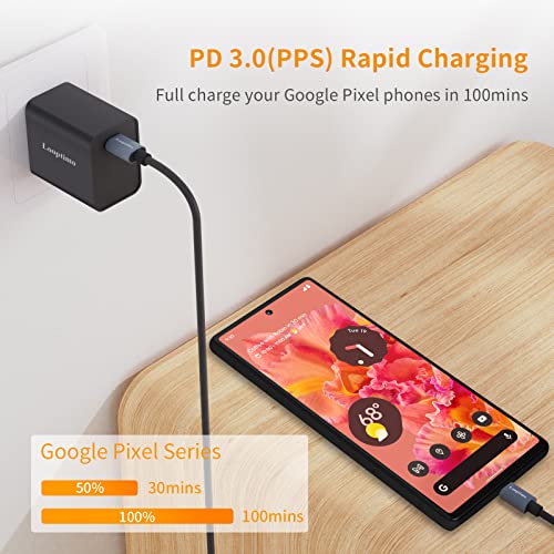 30W PD USB C Fast Charger, Looptimo Fast Charging Power Charger for Google Pixel 7 Pro/7/6a/6 Pro/6/5a/5/4a/4xl/3/3a, Samsung Galaxy S22 5g/Plus/Ultra Android Phones, 6.6ft Type C Rapid Charging Cable