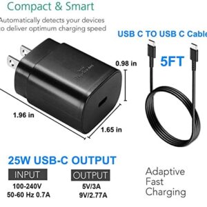 Samsung USB-C Super Fast Charging Wall Charger-25W PD Charger Adapter with Type-C Cable(5ft) for Samsung Galaxy S22/S22 Ultra/S22+/S21/S21+/S21 Ultra/S20/S20+/S20 Ultra/Note 20/Note 20 Ultra/Note 10+
