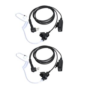 earpieces for motorola walkie talkies with mic 2 pin acoustic tube headset and ppt for cp200 gp2000 xu1100 pro1150 mu12 (2 pack)