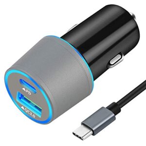 fast usb c car charger,compatible with google pixel 7/7 pro/6/6a/6 pro/5a/5/4a/4/4 xl/3 xl/3/3a xl/3a/2, 30w power delivery & quick charge 3.0 car adapter (fast charging type c cable 3.3ft included)