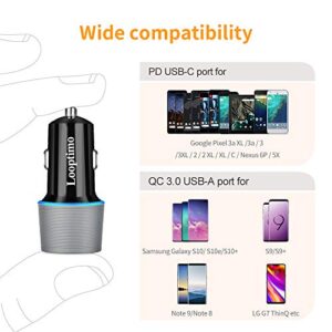 Fast USB C Car Charger,Compatible with Google Pixel 7/7 Pro/6/6a/6 Pro/5a/5/4a/4/4 XL/3 XL/3/3a XL/3a/2, 30W Power Delivery & Quick Charge 3.0 Car Adapter (Fast Charging Type C Cable 3.3Ft Included)