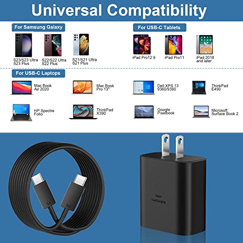 45W Super Fast Charger Type C, USB C Android Phone Charger for Samsung Galaxy S23 Ultra/S23/S23+/S22 Ultra/S22/S21 Ultra/S21/S20/S20 Ultra/Note 20/Galaxy Tab, PPS/PD Charger Block with 6.6ft Cable