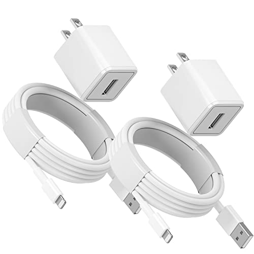 Apple MFi Certified iPhone Charger,2 Set 3.3FT Lightning Cable with USB Plug Fast Charging Cube High Speed Data Sync USB Cable Compatible with iPhone 11/12/13 Pro Max/XS/XR/X/8/7/Plus/6S/SE/iPad