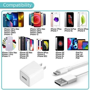 Apple MFi Certified iPhone Charger,2 Set 3.3FT Lightning Cable with USB Plug Fast Charging Cube High Speed Data Sync USB Cable Compatible with iPhone 11/12/13 Pro Max/XS/XR/X/8/7/Plus/6S/SE/iPad