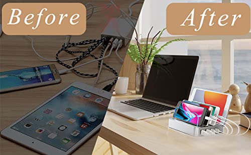 USB Charging Station - Charging Dock - 4-Port - Fast Charging Station for Multiple Devices - Docking Station - Smart Charging Station Dock - Multi Charging Station for Cell Phones and Tablets