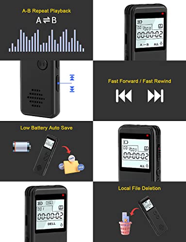 64GB Digital Voice Recorder with Playback, Langkou 1536Kbps Voice Activated Recorder for Lectures, Tape Recorder 776 Hour Audio Recording Device, A-B Repeat, MP3 Player Study, Business, Entertainment