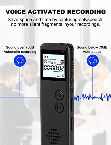 64GB Digital Voice Recorder with Playback, Langkou 1536Kbps Voice Activated Recorder for Lectures, Tape Recorder 776 Hour Audio Recording Device, A-B Repeat, MP3 Player Study, Business, Entertainment