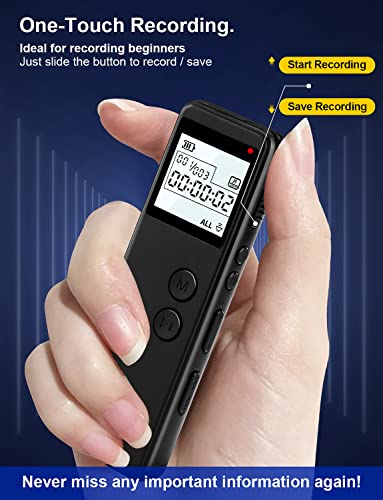 64GB Digital Voice Recorder with Playback, Langkou 1536Kbps Voice Activated Recorder for Lectures, Tape Recorder 776 Hour Audio Recording Device, A-B Repeat, MP3 Player Study, Business, Entertainment