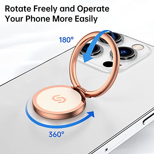 Syncwire Cell Phone Ring Holder Stand, 360 Degree Rotation Finger Ring Kickstand with Polished Metal Phone Grip for Magnetic Car Mount Compatible with iPhone, Samsung, LG, Pixel - Rose Gold