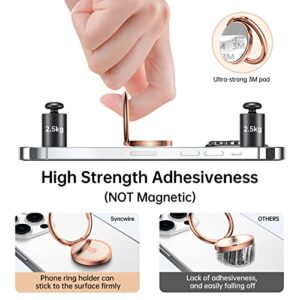 Syncwire Cell Phone Ring Holder Stand, 360 Degree Rotation Finger Ring Kickstand with Polished Metal Phone Grip for Magnetic Car Mount Compatible with iPhone, Samsung, LG, Pixel - Rose Gold